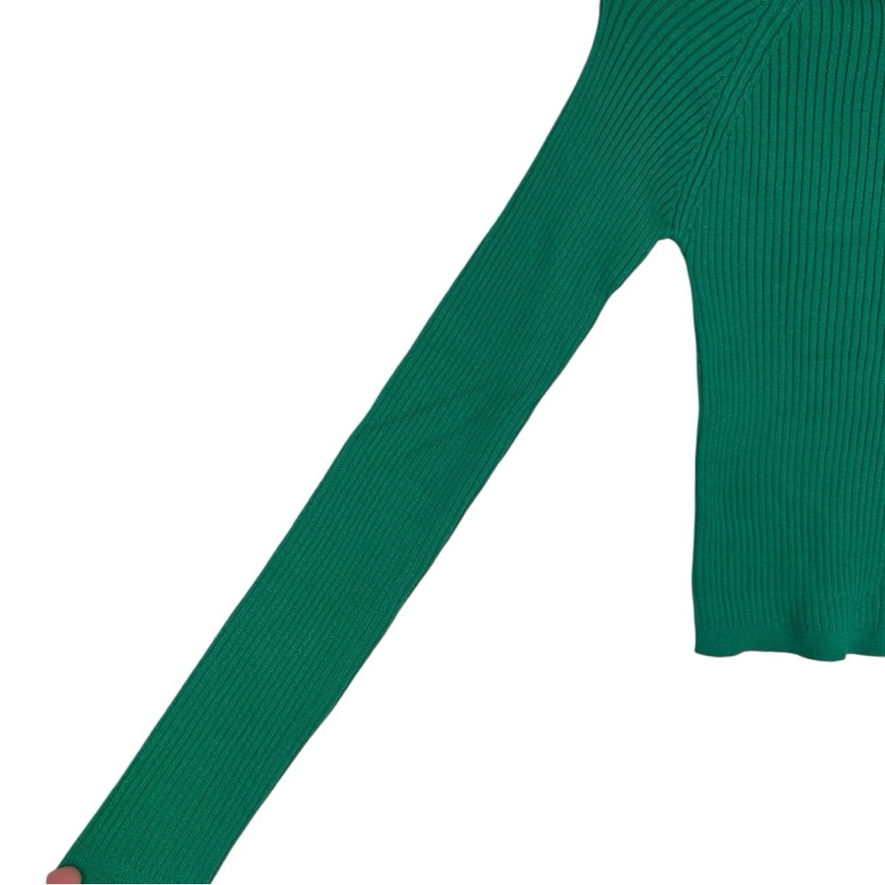 Love Tree Green Ribbed Turtleneck Sweater size Large Long Sleeves Stretch - Picture 7 of 14